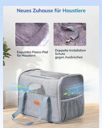 Транспортна переноска для котів та цуценят Morpilot до 5 кг з роликами та trolley, сіра