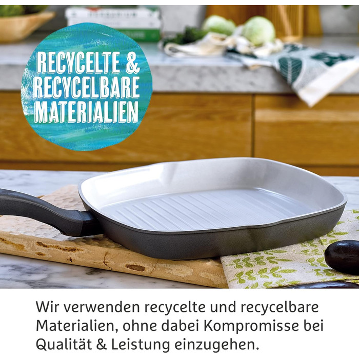 Prestige Earth Pan Grill Pan Induction - 28cm Pan - Non-Stick Pan, Recycled & Recyclable, Non-Toxic, Dishwasher Safe, Easy-Grip Handles, Grill Pan 28cm