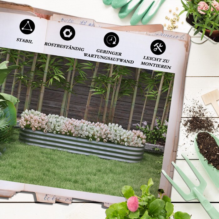 Outsunny Metal Raised Garden Bed Planter Box 150 x 62 x 30 cm Vegetable Bed DIY Flower Box with Open Bottom for Garden Balcony Herb Garden Silver