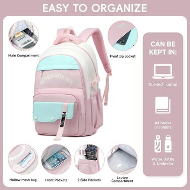Шкільний рюкзак для дівчаток-підлітків 2025, водонепроникний, для ноутбука 15.6
