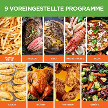 Фритюрниця NutriChef з подвійною камерою, 8л, 1700W, чорна. 9 програм, антипригарне покриття, для смаження, приготування на грилі та випікання