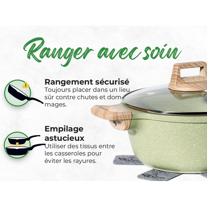 Набір каструль та сковорідок JUST PERFECTO (21 шт., зелений) з індукційним покриттям, без PTFE та PFOA, з антиподряпальним силіконовим покриттям