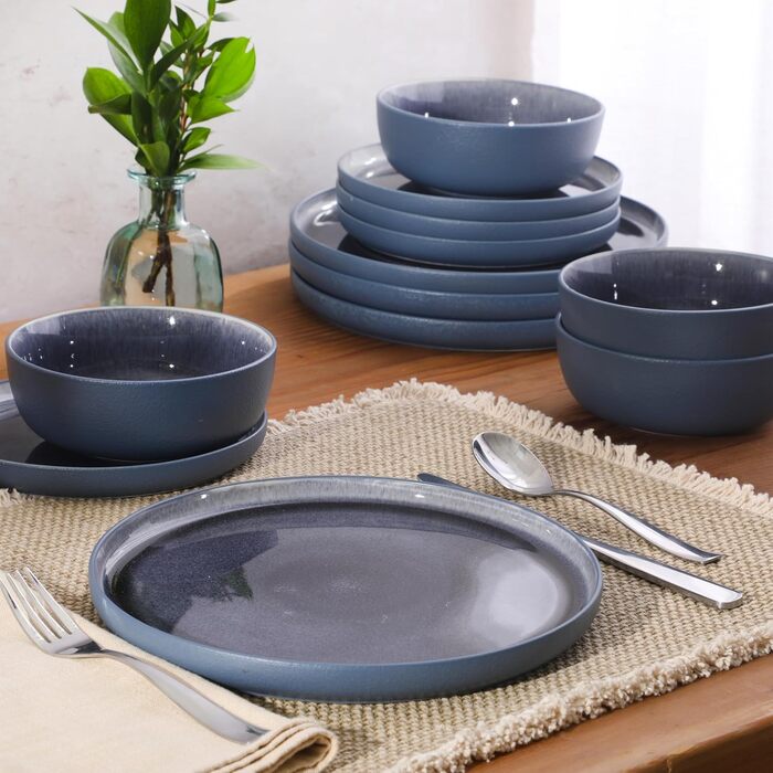 Сервіз столовий Gibson Elite Northrock Steingut 16-частинний для 4 осіб (12 предметів) - Білий з ручним розписом, основа з теракоти