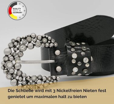 Жіночий шкіряний ремінь AnnaMatoni з розкішною стразовою пряжкою 4 см, чорний, Німеччина, 105 см