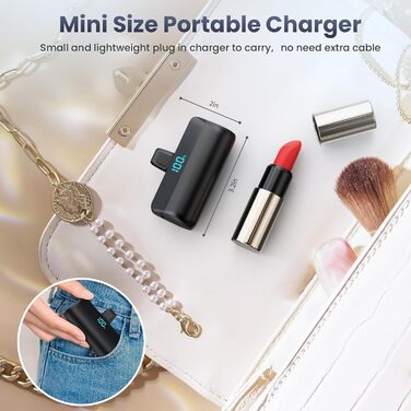 Power Bank Feob Mini 5200mAh 20W PD: Швидка зарядка, LED-дисплей, компактний, сумісний з iPhone 14/13/12/11/XS/XR/8/7/6 (Сірий, Чорний)