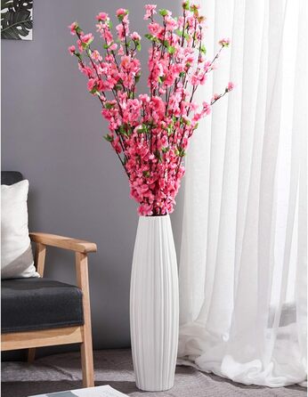 Керамічна ваза для квітів Fanquare з коричнево-чорними смугами, ручної роботи, висота 50 см (біло-смугаста)