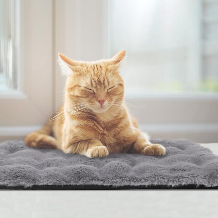 Самогріюча ковдра для тварин Wdmiya 90x60 см, для котів та собак, тепла та миюча, без електроживлення, для подорожей в авто (сірий)