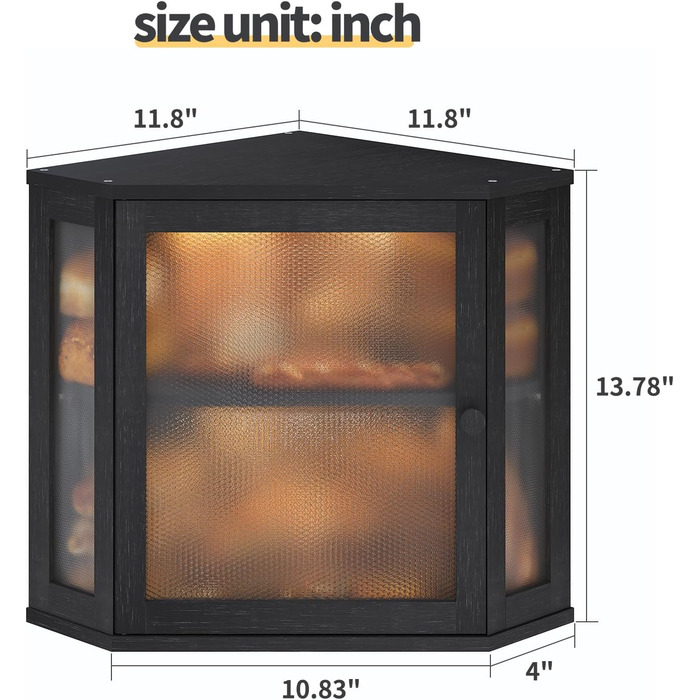 Бамбукова коробка для хліба на кухонну стільницю, контейнер для домашнього хліба, двоярусний, великий бамбуковий кухонний контейнер з вікном (Білий, середній) (Чорний, середній)