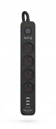 Мережевий фільтр (подовжувач) на 4 розетки, 1.5м, з USB-зарядкою 3xUSB-A M02590