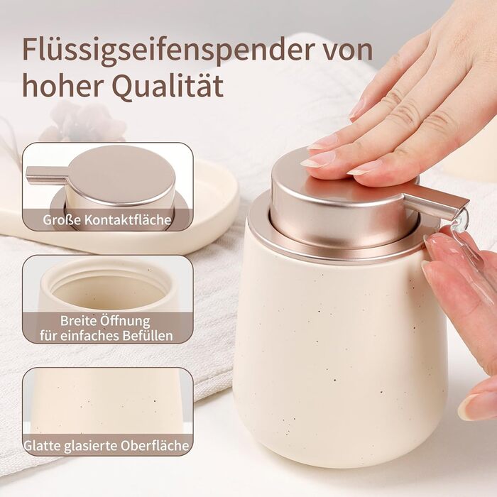 Набір аксесуарів для ванної кімнати Badezimmer Set Umlaca: мильниця, дозатор мила 350 мл, стакан для зубної пасти 320 мл, білий