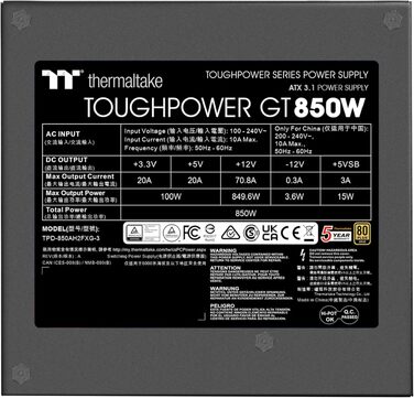 Блок живлення Thermaltake Toughpower GT 850W, чорний
