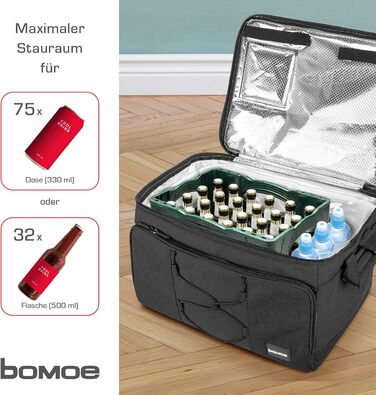 Foldable Cooler Bag 25L/45L/52L - Outdoor Cooler Box with 16h Cooling Function and Carrying Straps, Waterproof Picnic Bag Insulated Bag with Shelf, Insulated Bag - Anthracite or Grey - IceBreezer (Anthracite - Size L: 52l)