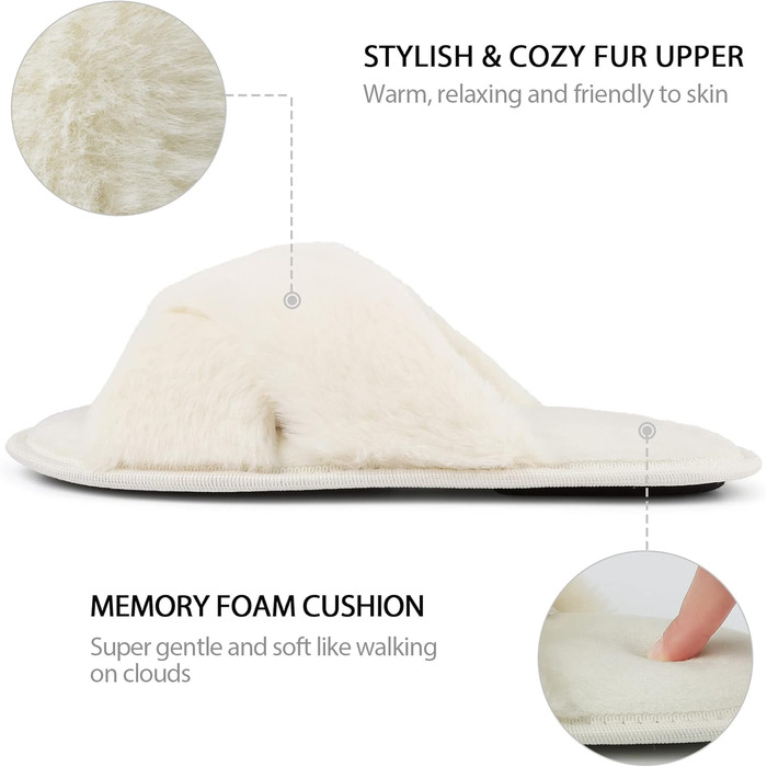 Жіночі плюшеві домашні тапочки Riehmot (38/39 EU, бежеві)