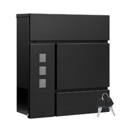 Поштова скринька WOLTU XXL з газетницею, оглядовим вікном та замком, антрацит (чорний) - 10,5 x 37 x 37 см