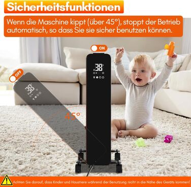 Масляний радіатор Sonnewelt 2500W з WiFi, термостатом та пультом, 11 ребер, чорний