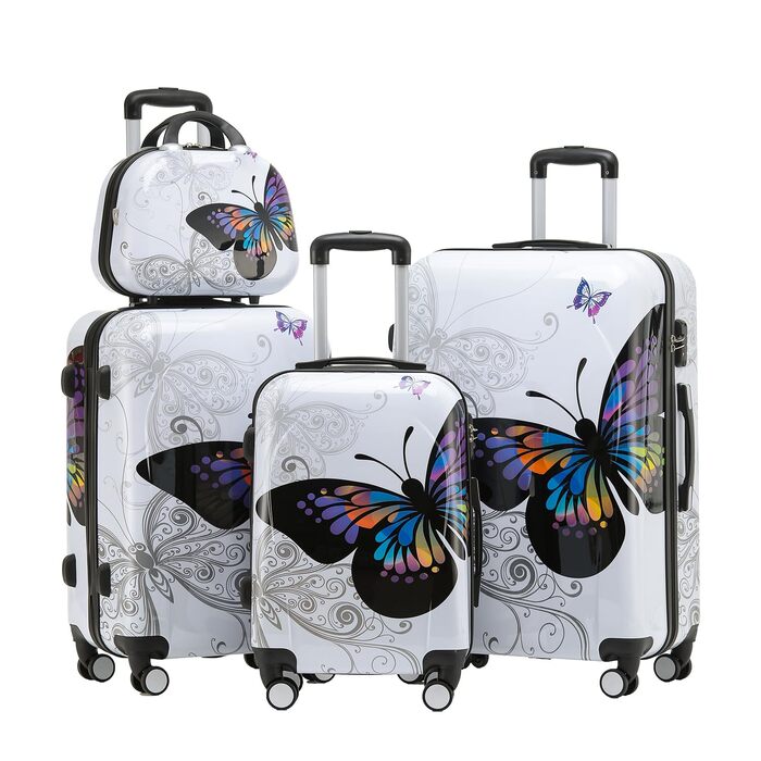 Набір валіз Beibye Butterfly 2060 TSA: 4 валізи (XL-75cm, L-66cm, M-56cm, Beautycase)