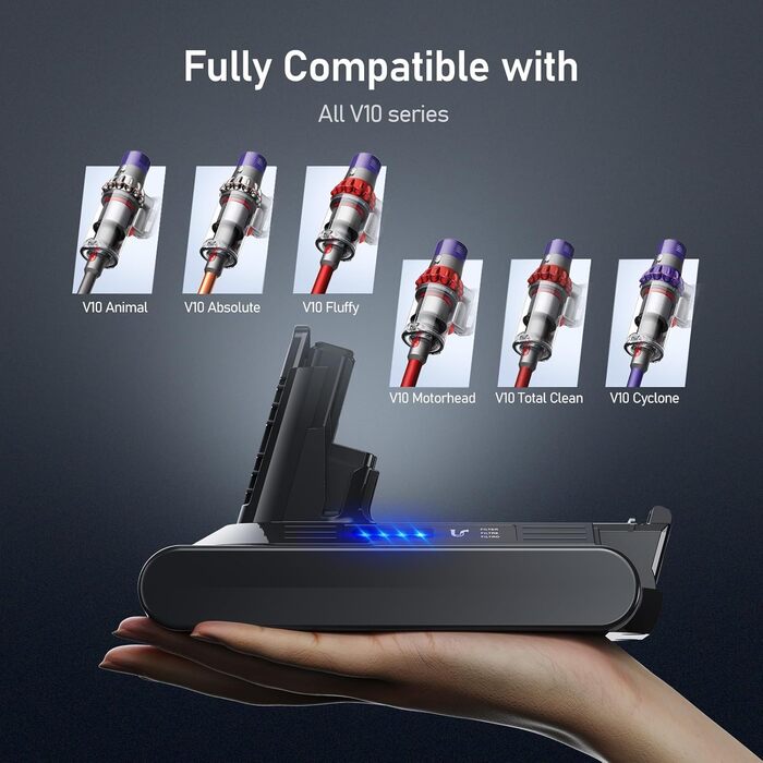 Акумулятор Keenstone 6.5Ah 25.2V для пилососів Dyson V10 Animal, Absolute, Motörhead, Fluffy, Total Clean, SV12