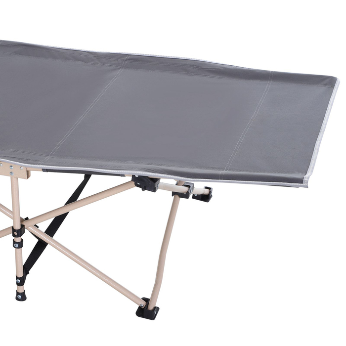 Outsunny Folding Cot with Storage Bag, Foldable Camping Bed, Camping Lounger, Includes Carry Bag, Steel Oxford, Grey, 190 x 68 x 52 cm | Aosom