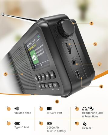 Портативне DAB/FM радіо з Bluetooth, екраном 2.4