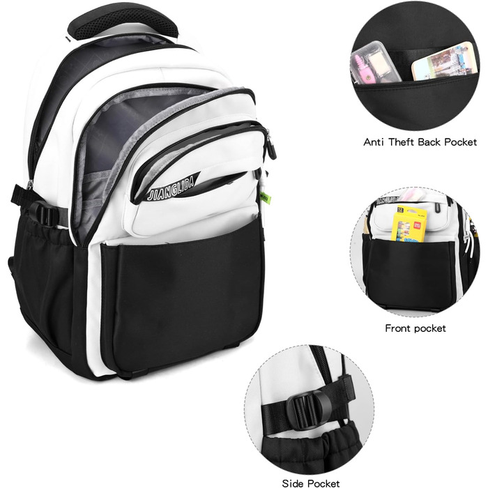 Шкільний рюкзак JANSBEN: водонепроникний, для підлітків, з відділенням для ноутбука, 30L, нейлон, коричневий