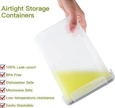 Набір контейнерів для зберігання Withosent 20 шт. з герметичними кришками, 2.8L, 2L, 1.4L, 0.8L, 0.52L - для кухні, круп, мюслі, борошна