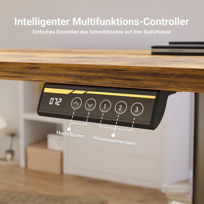 Claiks Electric Height Adjustable Desk 140x70cm - Standing Desk with Cable Management & Memory Function | Ergonomic White Home Office Desk