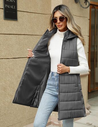 Жіночий пуховик Yuongirl, довгий, з капюшоном, легкий, теплий, для осені/зими (сірий, XL)