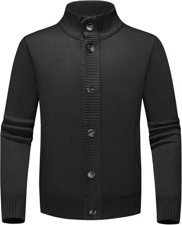 Чоловіча тепла куртка-трак з кишенями, однорядна, осінньо-зимова модель (Чорний, S)