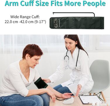 Тонометр EUROPAPA на плече для дому, вимірювання пульсу та артеріального тиску, велика манжета (22-42 см), 2 * 60 пам'ять, для 2 користувачів