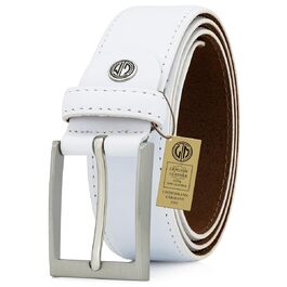 Чоловічий шкіряний ремінь Lindenmann 35 мм, білий, розмір 120 см, повна шкіра