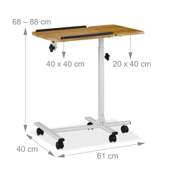 Relaxdays Adjustable Laptop Table with Wheels