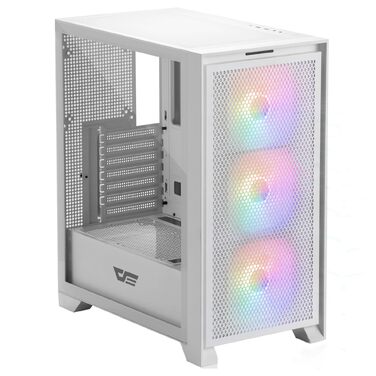 Ігровий корпус darkFlash DRX70 ATX Mid-Tower, 3 RGB-вентилятори 120мм, загартоване скло, сітчаста передня панель, USB 3.0, Білий
