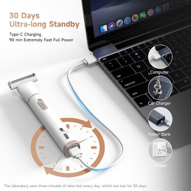 Електричний жіночий інтимо-голений апарат 5-в-1 для обличчя, бікіні-зони, ніг, носа та вух. Бездротовий, для вологого та сухого гоління. Білий.