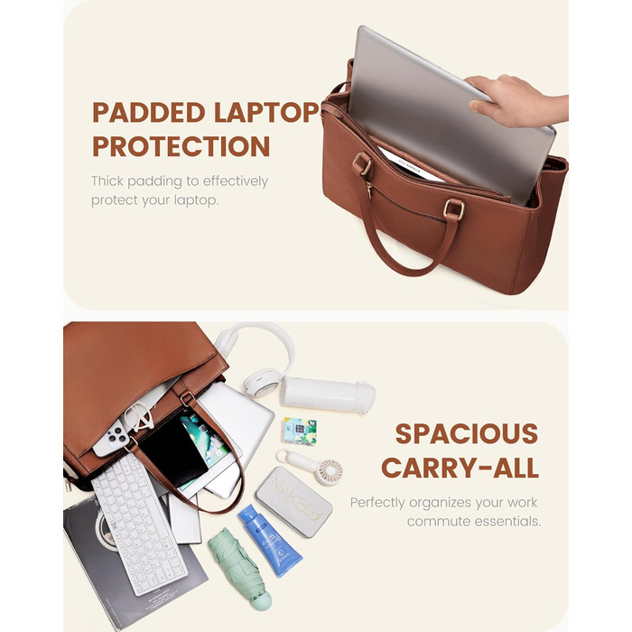 Сумка для ноутбука LOVEVOOK жіноча 17 дюймів, коричнева: ділова сумка, портфель, сумка для університету, школи, офісу