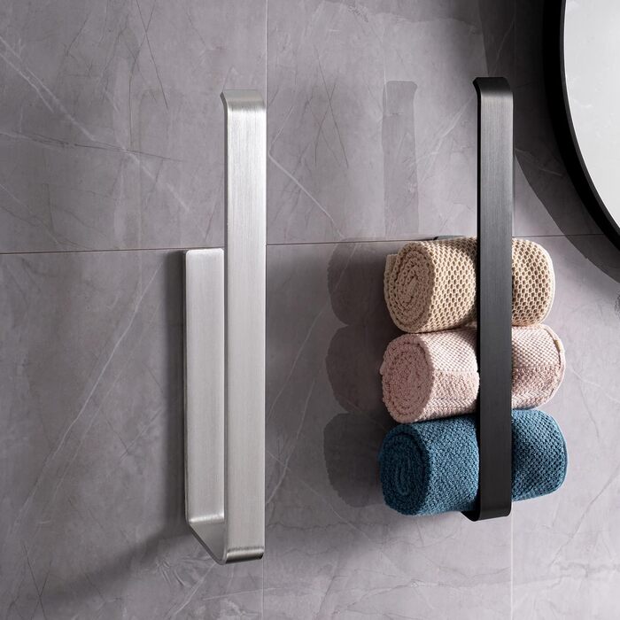 Тримач для рушників JS без свердління, сріблястий, 40 см