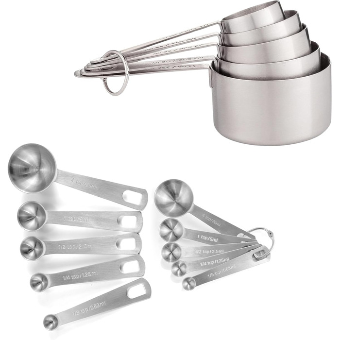 Stainless Steel Measuring Cups – 5-Piece Durable Measuring Cup Set for Dry Ingredients, Spices, or Liquids