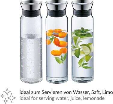 alfi 2417020100 flowMotion Carafe, Borosilicate Glass, Single-Wall, 1 L