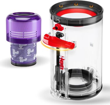 Покращений контейнер для пилу Dyson V11, V15, Zubehör, сумісний з моделями SV14, SV15, SV17, SV22, SV28. Замінні частини: контейнер для пилу + фільтр (970050-01/965443-01)