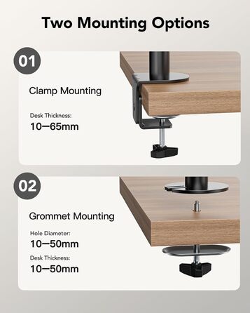 Підставка для монітора HUANUO, 2 монітори, вертикальна, регульована висота, для моніторів 17-32 дюймів, підтримує до 8 кг