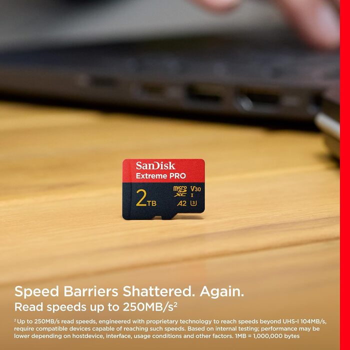 Карта пам'яті SanDisk Extreme PRO microSDXC UHS-I 2TB (A2, Class 10, V30, U3, 200 MB/s) з адаптером та RescuePRO Deluxe для смартфонів, дронів та екшн-камер