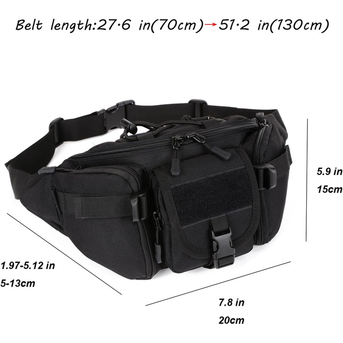 Тактична чоловіча поясна сумка Molle, водонепроникна, унісекс, чорна
