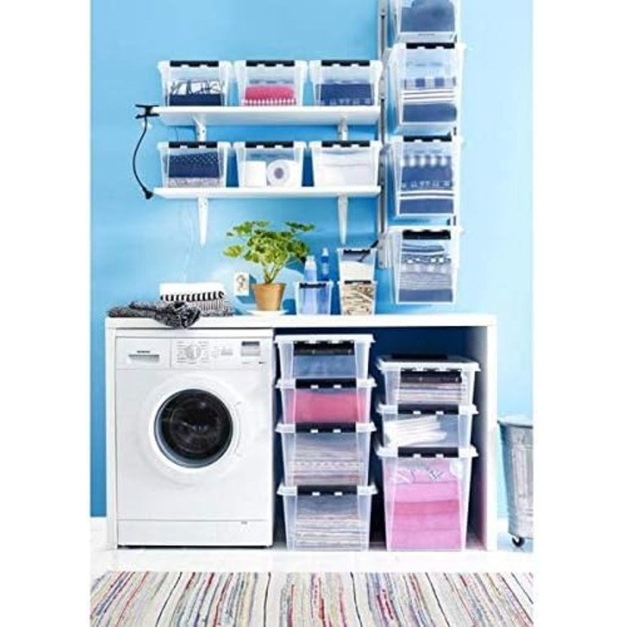 SmartStore Storage Boxes with Lid, Large, 52 L, Transparent, 2-Pack, Reinforced, 10-Year Warranty, Food Safe, with Clip Closure, Stackable, BPA-Free Plastic, 50 x 39 x 41 cm