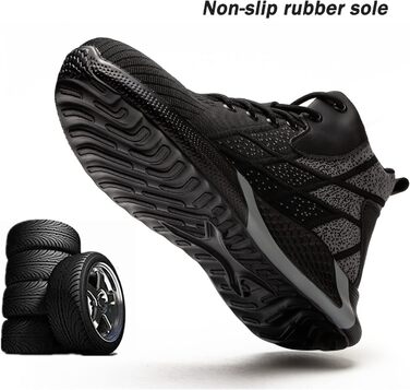 Легкі захисні черевики для чоловіків та жінок. Робочі черевики з металевим носком. Дихаючі, неслизькі, чорні. Розміри 35-48 EU.