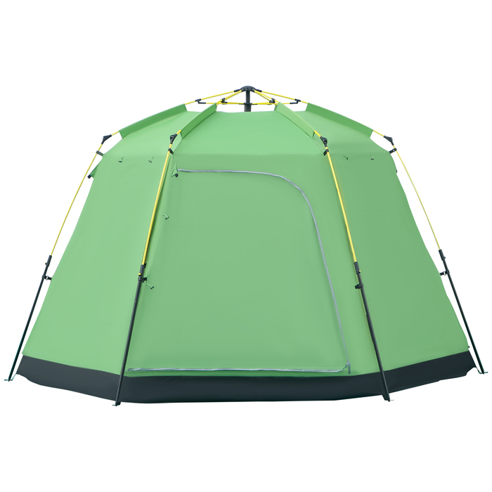 Outsunny Camping Tent 6-Person Family Dome Tent PU2000mm Waterproof, Easy Setup, Steel & Fiberglass, Green, 320x320x180cm