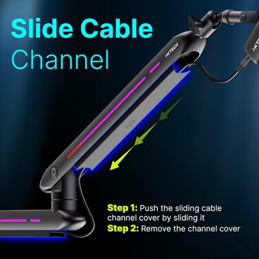 Кріплення для мікрофона IXTECH RGB Low Profile з регулюванням, настільний стійка з кріпленням, поворотний мікрофонний тримач з кабельною організацією для стрімінгу та подкастів, 4 ящірки RGB