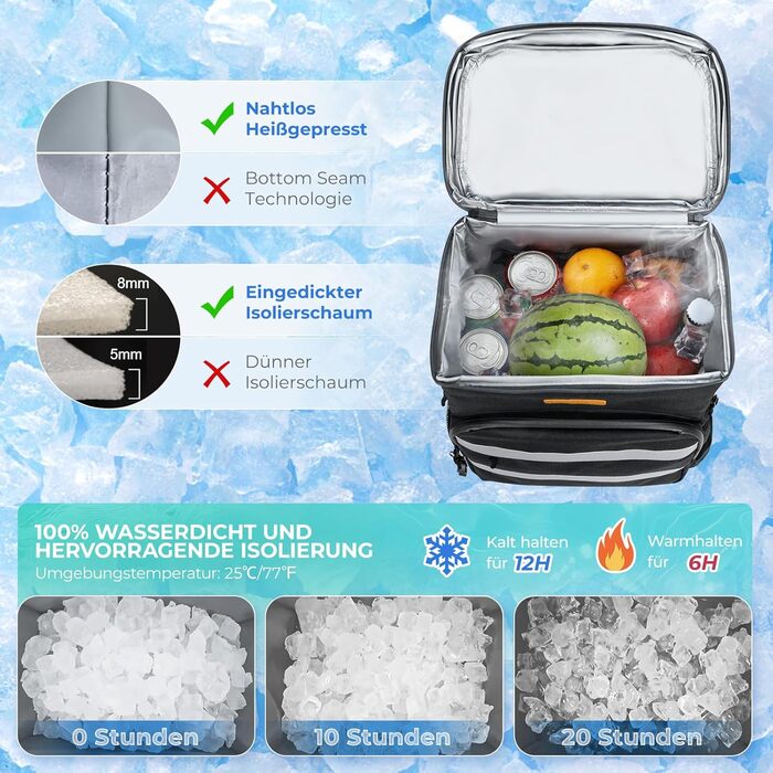 30L Cooler Bag Large Foldable - Cooler Bag for Food & Drinks, Picnic Bag, Insulated Thermal Bag, Cooler Bag Car for Beach/Picnic/Camping/BBQ (Black)