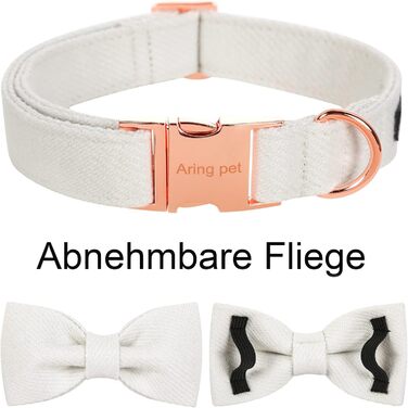 Легкий собачий ошийник Aring Pet для дівчаток, бавовна, з бантиком, регульований, для великих собак (S, білий)