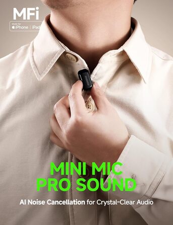 Мікрофон MAONO Wave T1 Mini USB-C: бездротовий, для iPhone/Android, з шумозаглушенням, для YouTube, Vlog, запису звуку