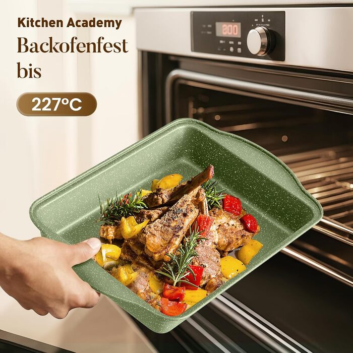 Набір гранітних каструль та сковорідок Kitchen Academy для індукційних плит, 30 предметів, зелений