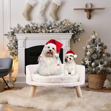 Luxury Cat Sofa, Large Cat Sofa, Cat Chair, Cat Stool, Elevated Cat Bed with Cat Cushions, Pet Sofa, Dog Sofa for Small Dogs, 40cm beige (L 62 x W 62 x H 33 cm)
